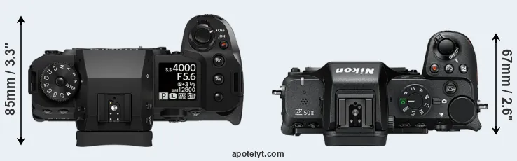 Compare X-H2 versus Z50 II top