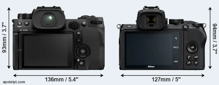 Comparison X-H2 or Z50 rear