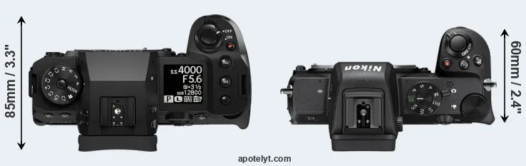Compare X-H2 versus Z50 top