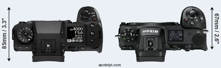 Compare X-H2 versus Z6 top