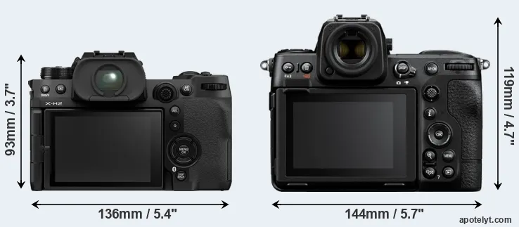 Comparison X-H2 or Z8 rear