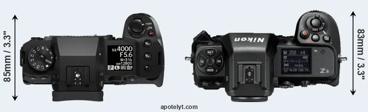Compare X-H2 versus Z8 top
