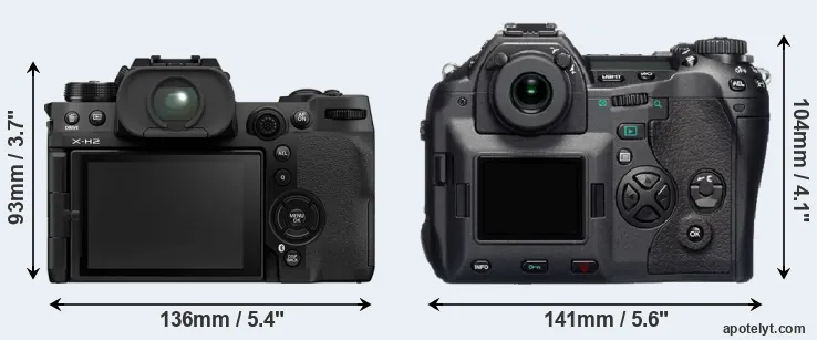 Comparison X-H2 or E-1 rear
