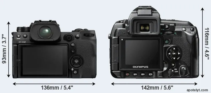 Comparison X-H2 or E-3 rear
