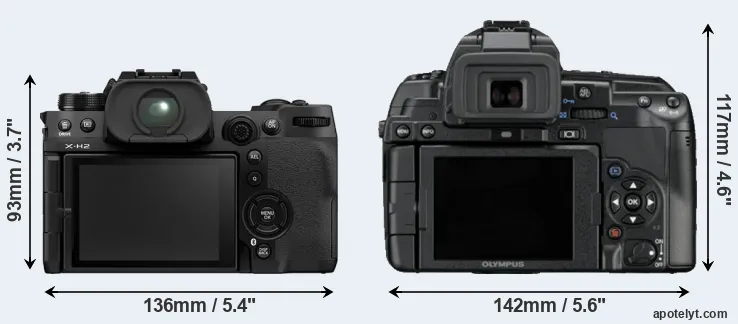 Comparison X-H2 or E-5 rear