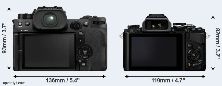 Comparison X-H2 or E-M10 rear