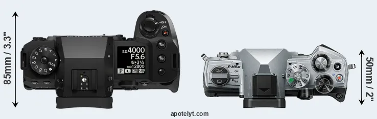 Compare X-H2 versus E-M5 III top