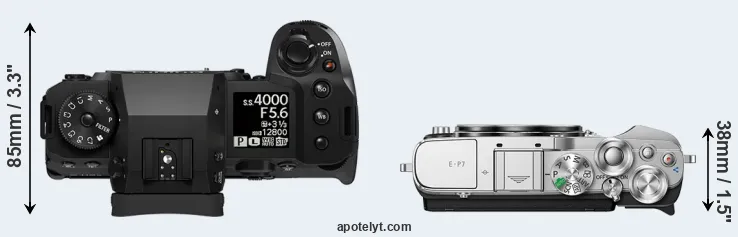 Compare X-H2 versus E-P7 top