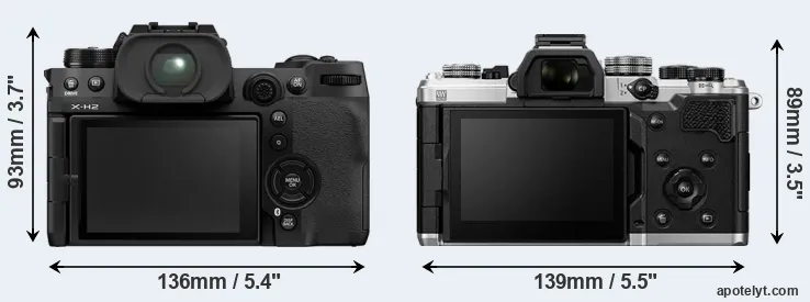 Comparison X-H2 or OM-3 rear