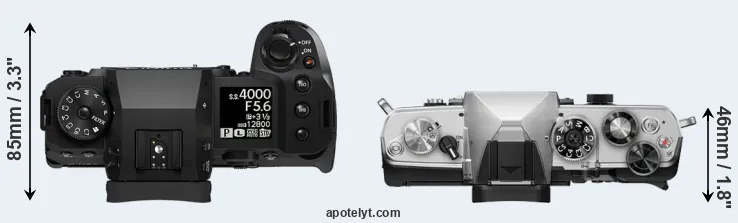 Compare X-H2 versus OM-3 top