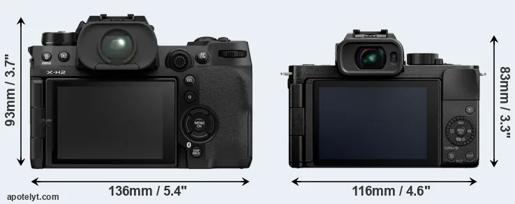 Comparison X-H2 or G100 rear