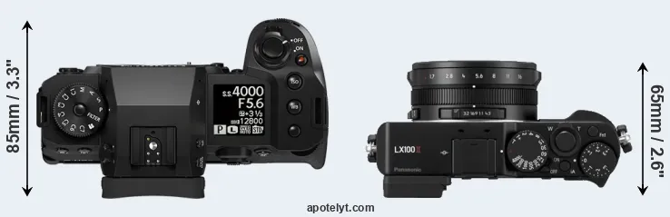 Compare X-H2 versus LX100 II top