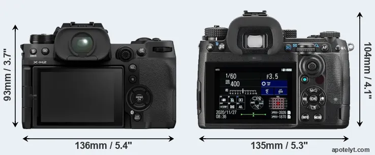 Comparison X-H2 or K-3 III rear