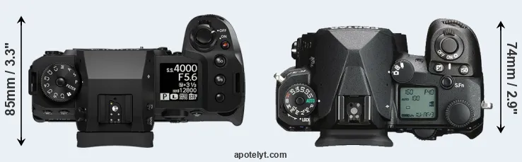 Compare X-H2 versus K-3 III top