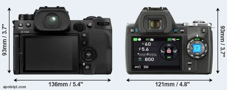 Comparison X-H2 or K-S1 rear