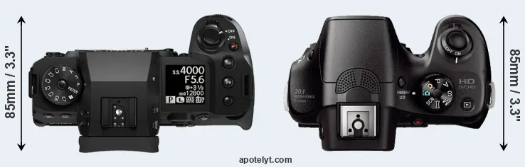 Compare X-H2 versus A3000 top