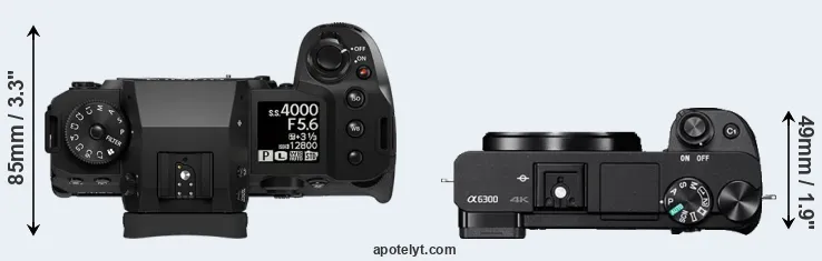 Compare X-H2 versus A6300 top
