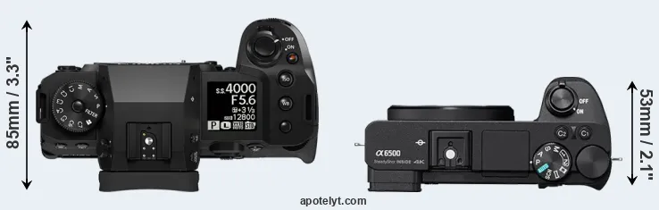 Compare X-H2 versus A6500 top
