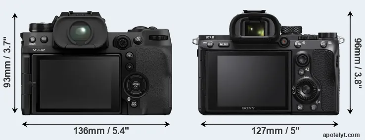 Comparison X-H2 or A7 III rear