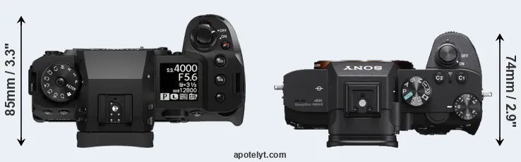 Compare X-H2 versus A7 III top
