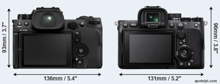 Comparison X-H2 or A7 IV rear