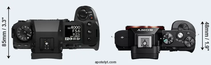 Compare X-H2 versus A7 top