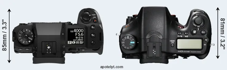Compare X-H2 versus A77 top