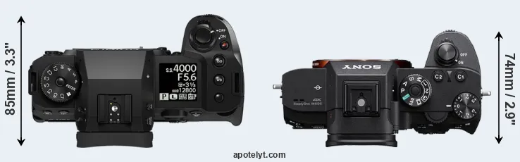 Compare X-H2 versus A7R III top