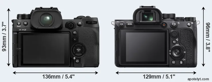 Comparison X-H2 or A7R IVA rear