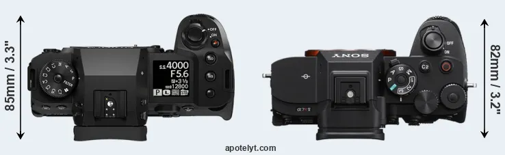Compare X-H2 versus A7R V top