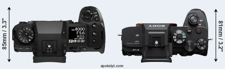 Compare X-H2 versus A7S III top