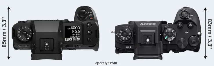 Compare X-H2 versus A9 III top