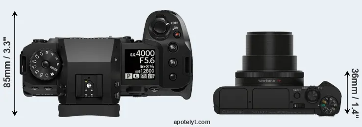 Compare X-H2 versus HX90V top