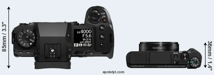 Compare X-H2 versus HX95 top