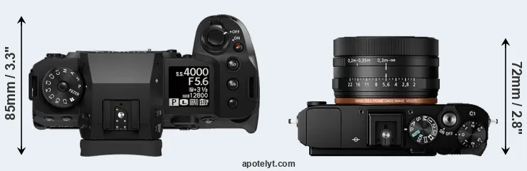 Compare X-H2 versus RX1R II top