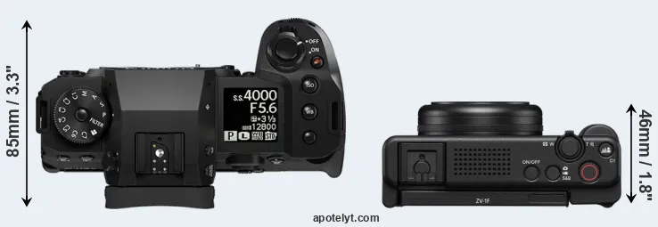 Compare X-H2 versus ZV-1F top