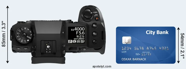 X-H2S versus credit card top view