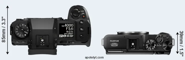 Compare X-H2S versus X-M1 top