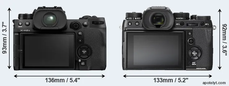 Comparison X-H2S or X-T2 rear