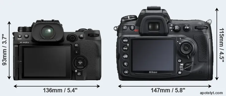 Comparison X-H2S or D300S rear