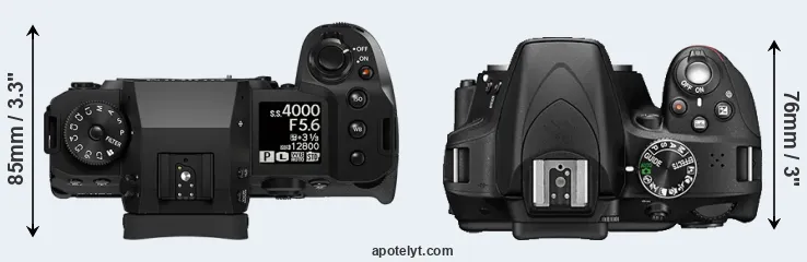 Compare X-H2S versus D3300 top