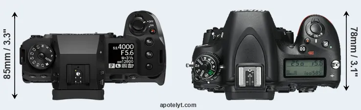 Compare X-H2S versus D750 top