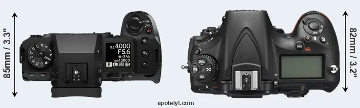 Compare X-H2S versus D810 top