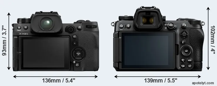 Comparison X-H2S or Z6 III rear
