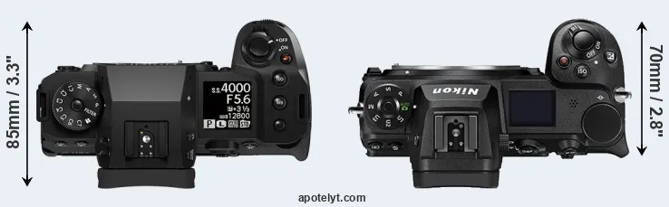 Compare X-H2S versus Z7 II top