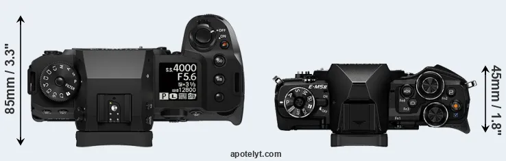 Compare X-H2S versus E-M5 II top
