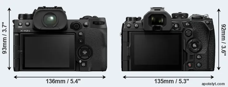 Comparison X-H2S or OM-1 rear