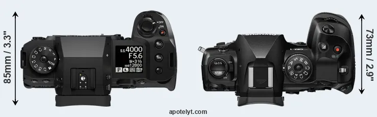 Compare X-H2S versus OM-1 top