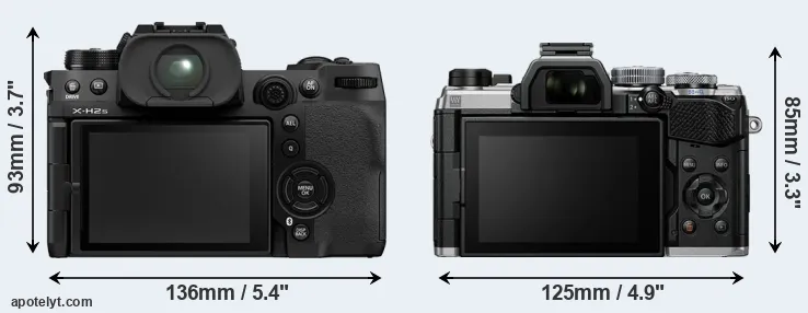 Comparison X-H2S or OM-5 rear