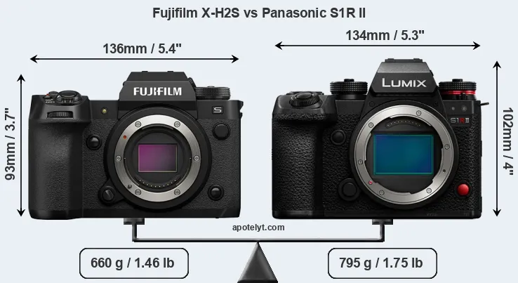 Size Fujifilm X-H2S vs Panasonic S1R II